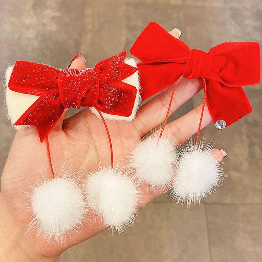Headwear Pompoms Hanfu Headdress Bow Hairpin Hair Accessories Baby Wig Barrette Children Hair Clip