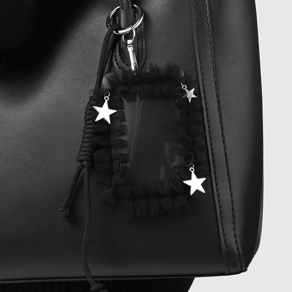 Готический держатель для фотокарточек Кружевной держатель для фотокарточек K-pop с брелоком Держатель для ID-карты Подвеска-брелок Рукава для студенческого билета