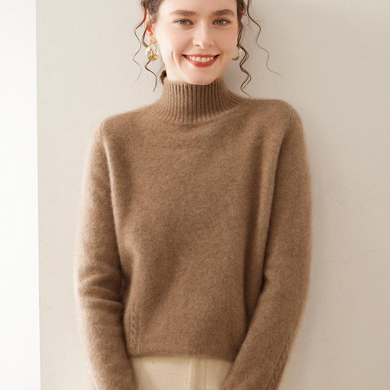 Women's Cashmere Knit Long Sleeve Base Layer - Soft, Warm, and Skin-Friendly for Autumn/Winter