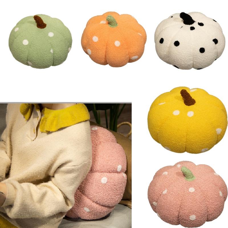 Cute Colorful Polka Dot Pumpkin Pillow Toy For Halloween Decor