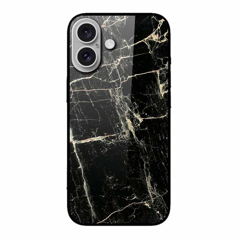 Glass Case For iphone 16 Plus 16Plus Coque Tempered Glass Hard Back Cover For iphone 16 Plus Phone Case Soft TPU Black Bumper