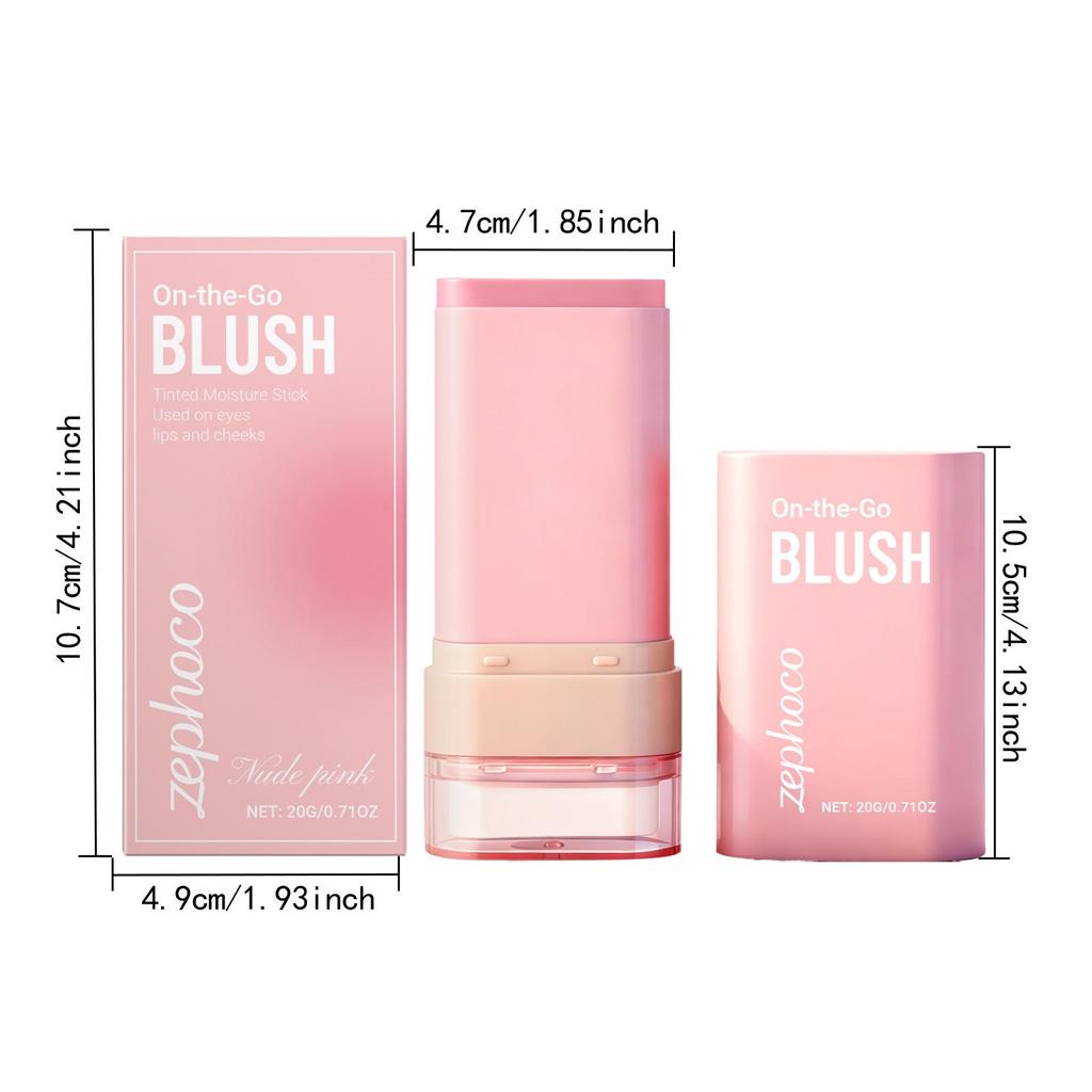 Двусторонний стик-румяна Zephoco в оттенке Nude Pink - Идеально подходит для повседневного макияжа и свиданий