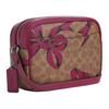 COACH Jamie 22 bow print zipper closure coated canvas camera bag crossbody bag shoulder bag small size women's dark brown with pink