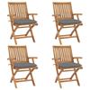 VidaXL Folding Garden Chairs with Cushions 4 Pcs Solid Teak 3072739