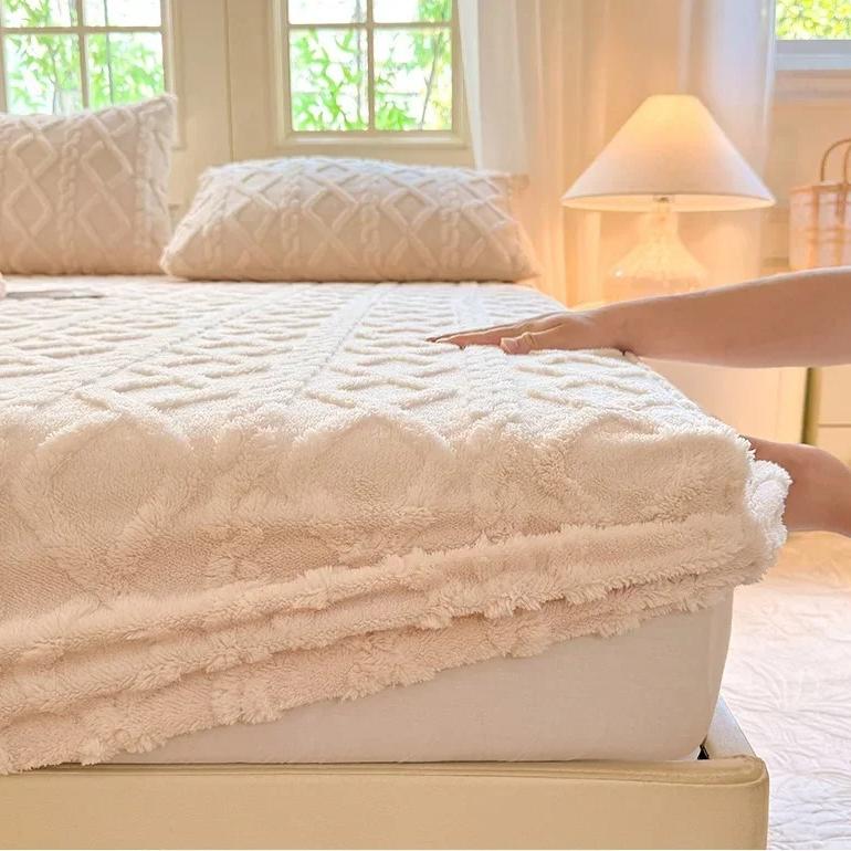 1 шт. Фланелевая флисовая простыня для зимы, теплая, для дивана-кровати, двуспальная, из кораллового флиса, пушистая, на резинке, для двуспальных кроватей, простыни