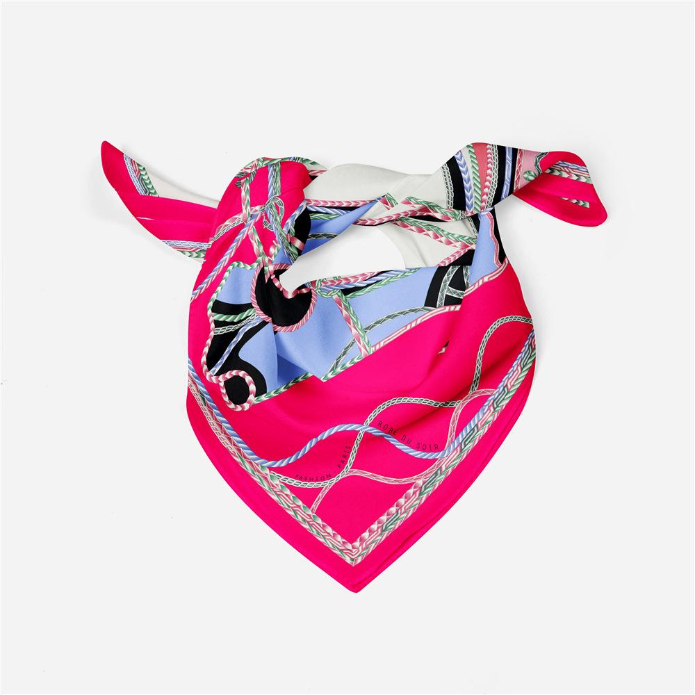53*53CM Twill Silk Scarf Women Horse Print Square Scarf Bandana Small Hijab Foulard Ladies Tie Headband Neckerchief Accessories