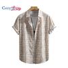 Мужская рубашка с коротким рукавом, мужская рубашка цвета хаки с рисунком от руки, мужская рубашка, лето 2025, новый свободный покрой