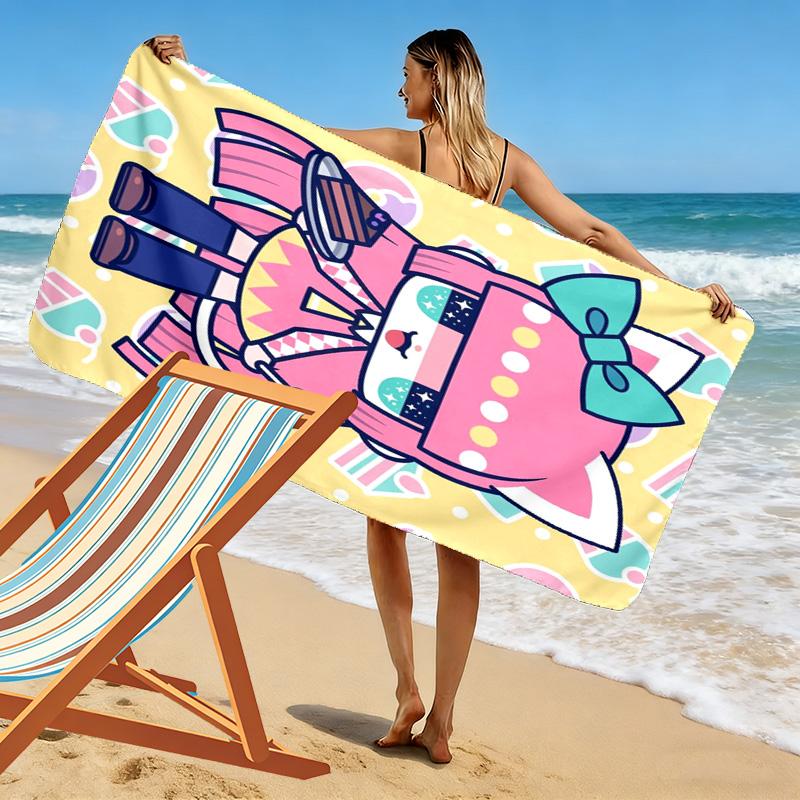 Custom Tiyoko 2D Flat Print Beach Towel, Large Soft Quick Dry Towel for Beach Camping SwimmingDSTJ0925349