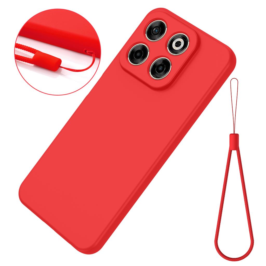 For ZTE Blade V70 Case Drop Proof Liquid Silicone Soft Lining Back Phone Cover with Hand Strap