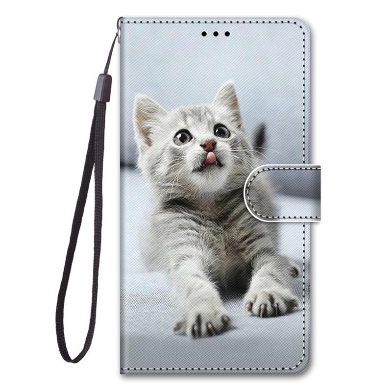 Fashion Painted Pattern Cover Lanyard Flip Leather Case For iPhone Samsung Huawei Honor Xiaomi Redmi OPPO Realme Moto Asus