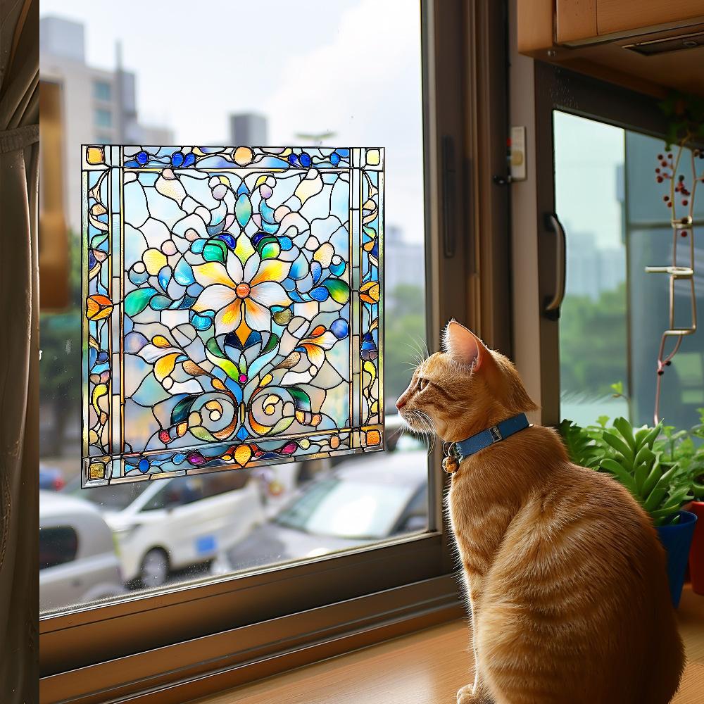 Двусторонние цветные балконные стеклянные окна с ретро-узором, украшение и декор, электростатические оконные наклейки