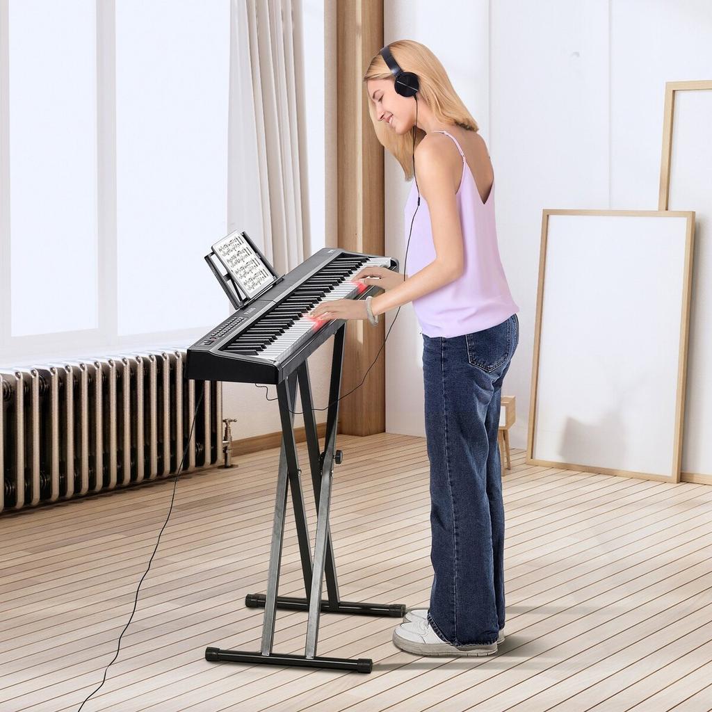 88 Key Digital Piano Keyboard Semi Weighted Electric Portable with Stand