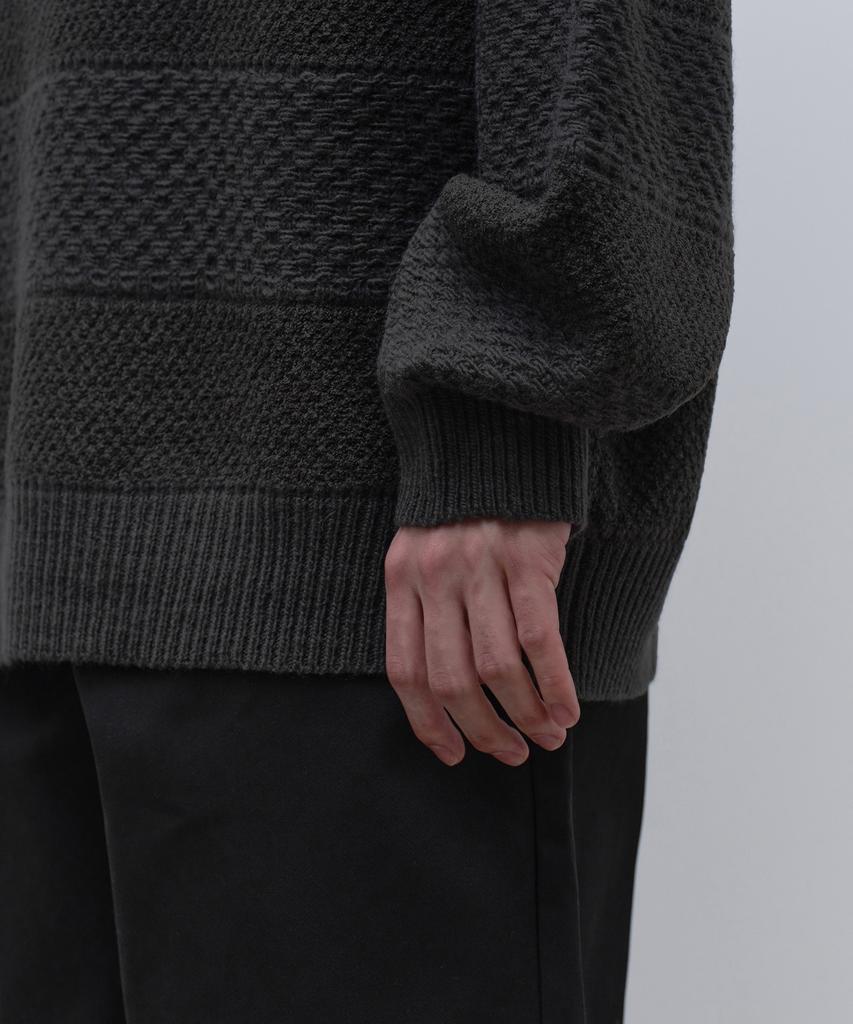 MUSINSA STANDARD Textured Striped Crew Neck Knit [Gray]
