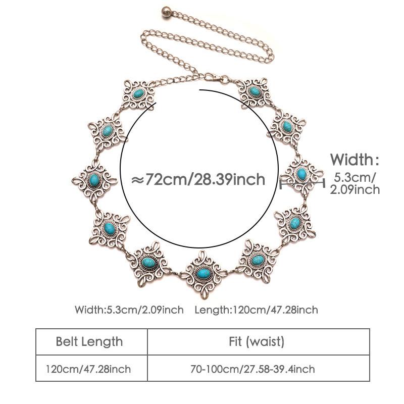 Chinese Traditional Knot Waist Chain With Metal Carving Turquoise For Occasions