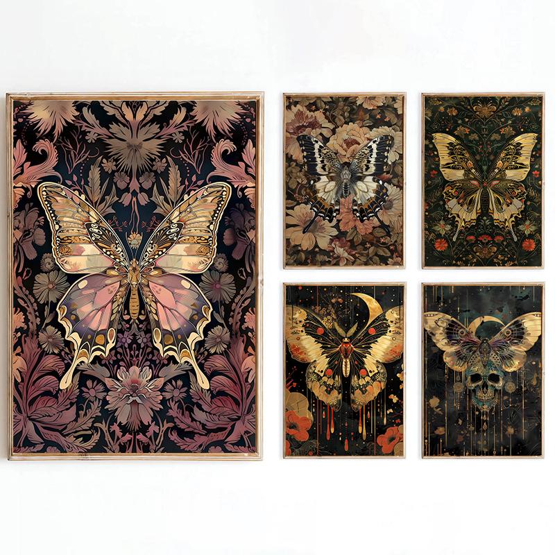 Butterfly Romantic Floral Boho Posters and Prints Canvas Printing Vintage Wall Art Picture for Living Room Home Decor Gifts