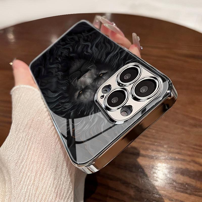 Доминирующий узор Льва Гальванизированный Чехол для Телефона для iPhone 17 16 16ProMax 15 14 13 12ProMax 11 11Pro Защита от падений