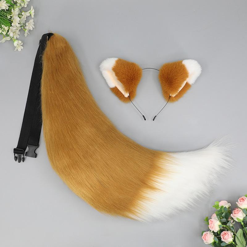 1 шт., модные повязки на голову в стиле Лолиты, пушистые хвостовые уши, головные уборы, комплект из искусственного меха, принадлежности для косплея, комплект с хвостом