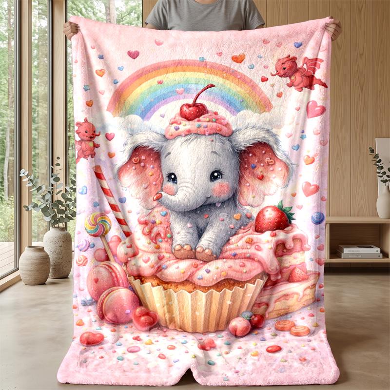 Elephant in Van Gogh Style Night Theme blanket Lightweight Warm Flannel Blanket Decorative Throw Blanket for Home Decoration