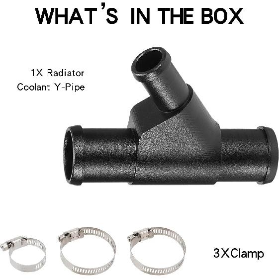 Radiator Coolant Y-Pipe Fit for Ford F250 F350 F450 F550 E350 E450 Excursion 6.0L Diesel - Black Weldless Aluminum Coolant Hose Connector Replacement
