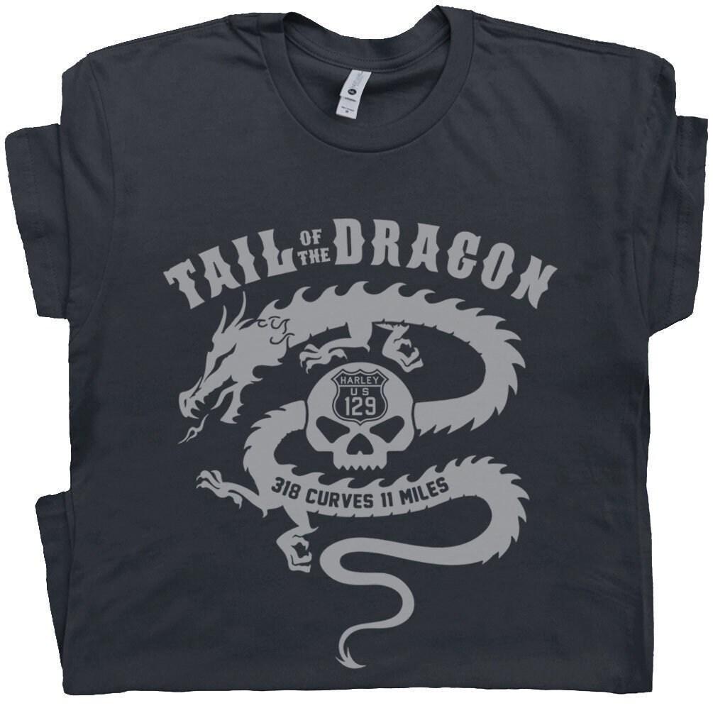Motorcycle T Shirt Tail Of The Dragon T Shirt Cool Biker Sign Harley Indian Triumph Skull Tee Cool Hwy 129 Graphic Route 66 Sturgis TShirt