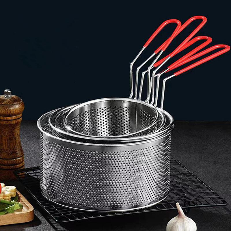 Сетка для жарки из нержавеющей стали Кухонная корзина для жарки Корзина для приготовления пищи Сковорода для жарки Масляный поддон Дуршлаг Ложка для лапши Дуршлаг Картофель фри