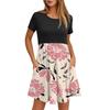 Women's Fashion Casual Loose Round Neck Short Sleeve Printed Pocket Dresses