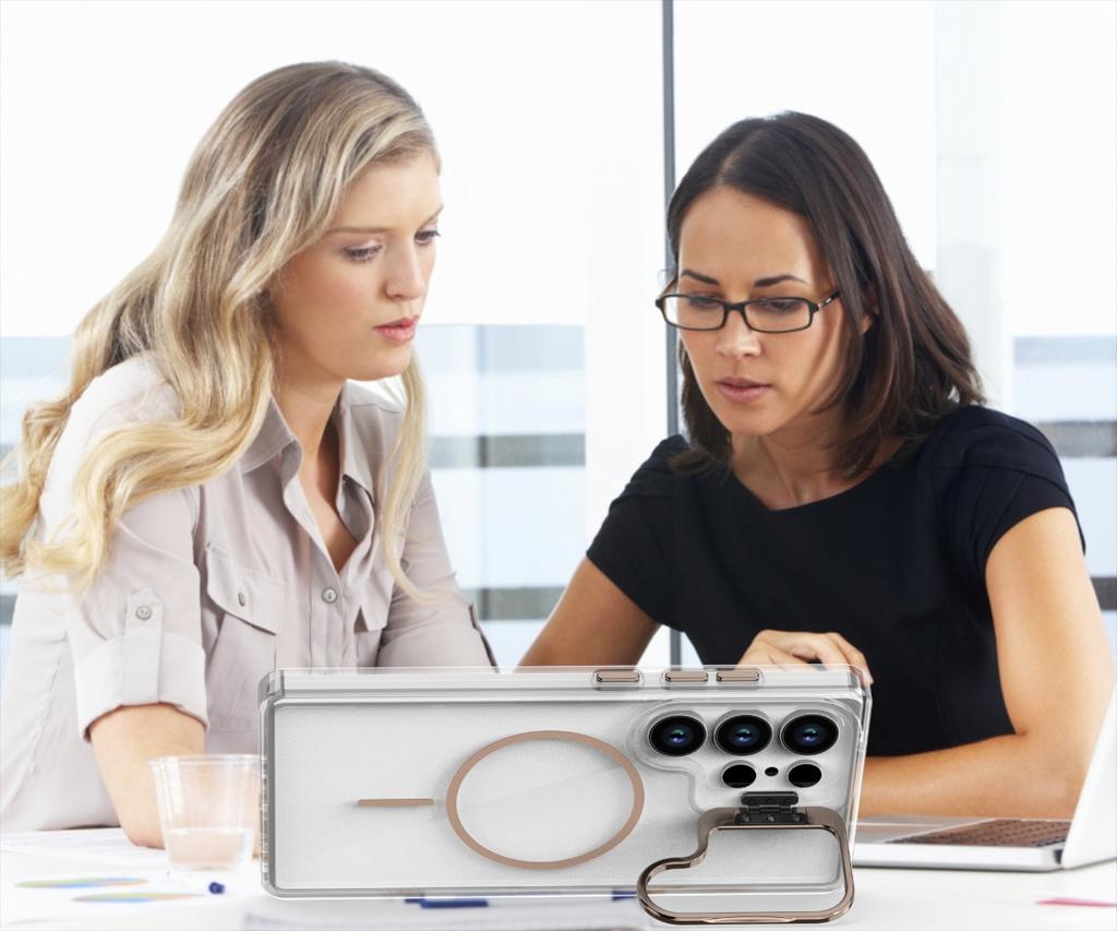 Luxury Clear For Magsafe Magnetic Lens Stand Holder Phone Case For Samsung S25 Ultra S24 S23 Plus FE A06 A07 A16 A17 A26 Cover