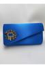 Women's Stylish and Useful Evening Dress Bag Shiny Saks Blue Satin Colored Stone Evening Bag