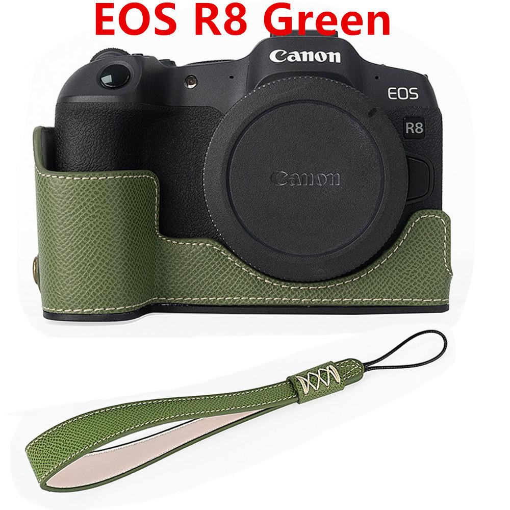 Получехол для камеры из ПУ кожи с принтом пальм для Canon EOS R50 R10 R8, с отверстием для батареи, нижней крышкой и ремешком для руки