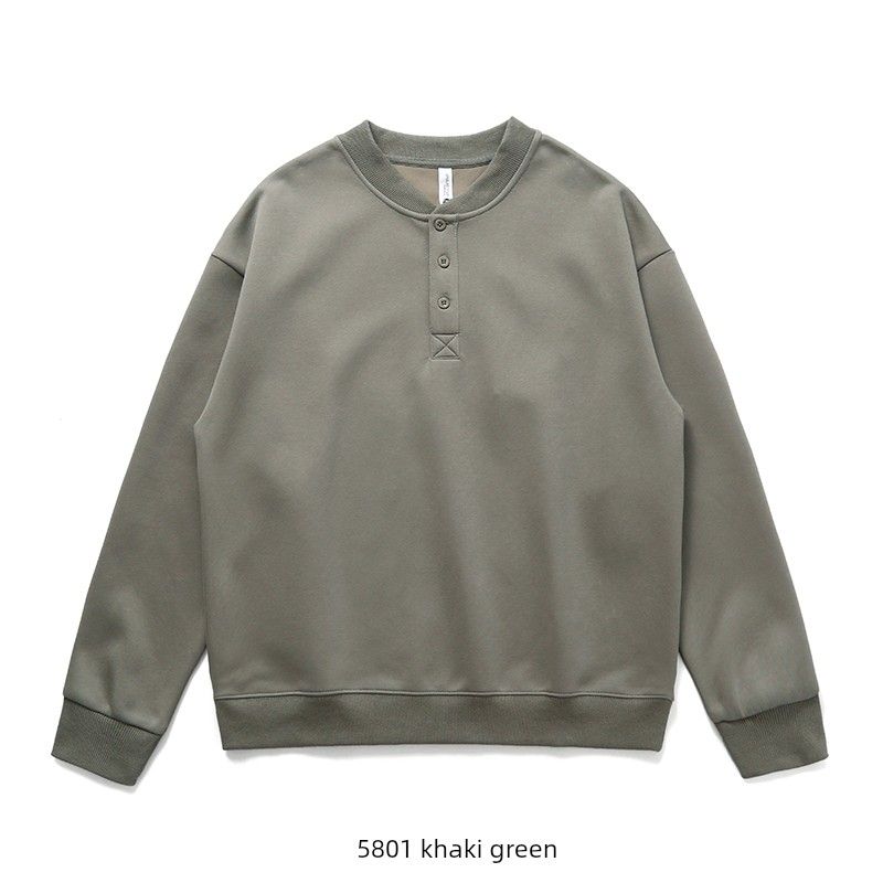 American vintage Tough Guy Henry Collar Hoodie Men's 2024 New Spring and Autumn Long sleeve Foreign Trade Men's Casual Outerwear