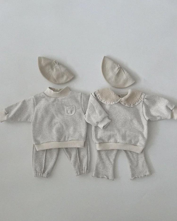 Детские повседневные брюки с подкладкой из корейского бархата на весну и осень - детские брюки унисекс