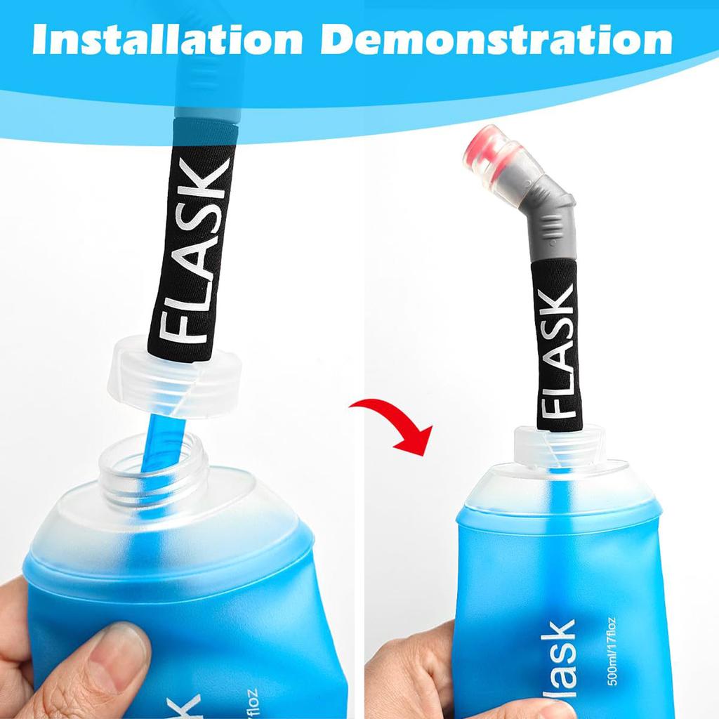 Folding Soft Flask Straw Soft Drink Water Kettle Flask Replacement Straw Lid for Hiking Bicycling Running Climbing