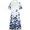 QICED Spring New Popular Printed O-neck Button Short-sleeved Dress Women's Pockets Long Dresses