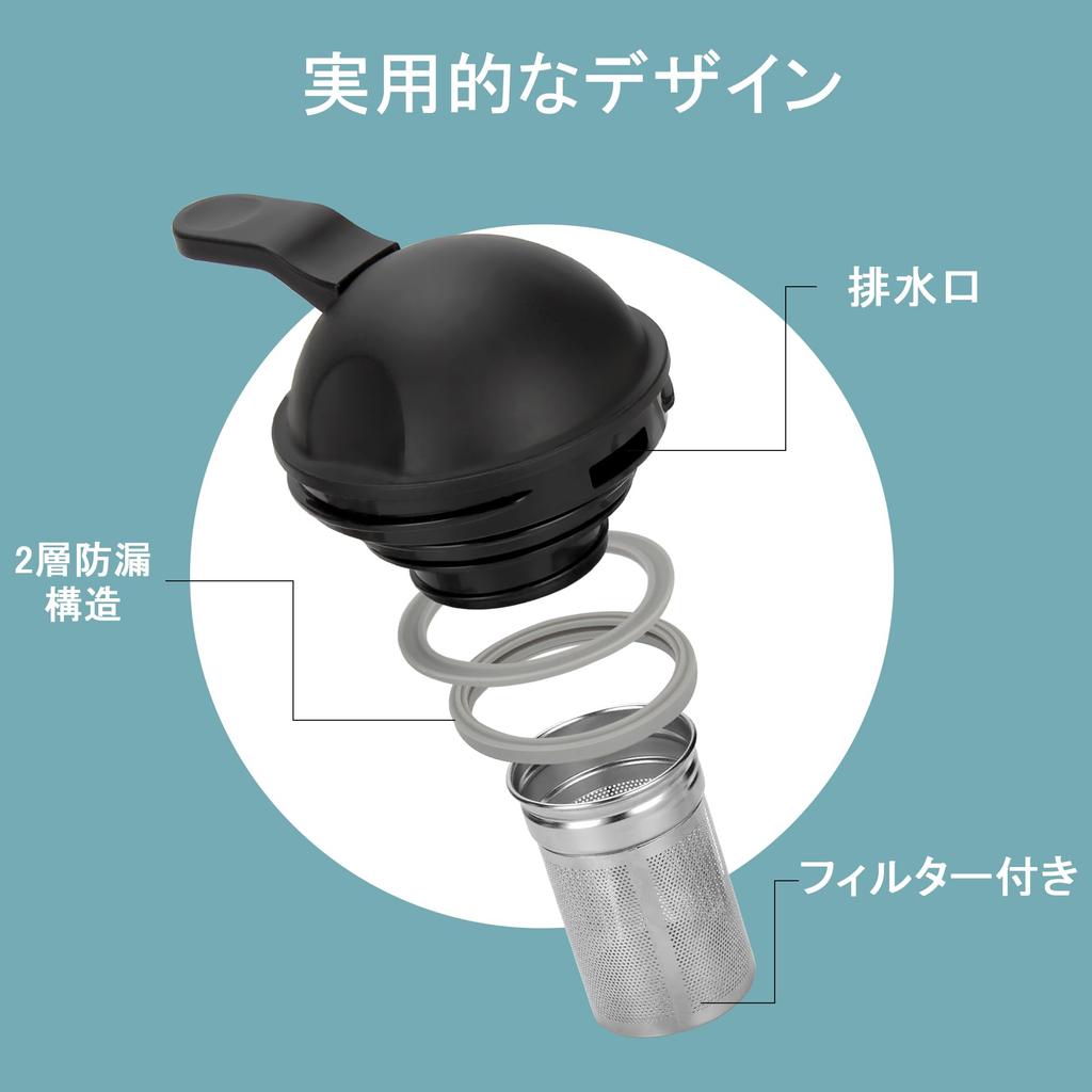 TYESO 1 Liter Vacuum Insulated Thermos, Portable Stainless Steel Tea/Coffee Pot with Strainer, Garnet Red, for Tabletop Use