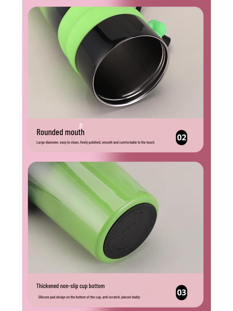 Термокружка из нержавеющей стали 316 Aurora с ручкой и соломинкой - Креативная автомобильная кружка