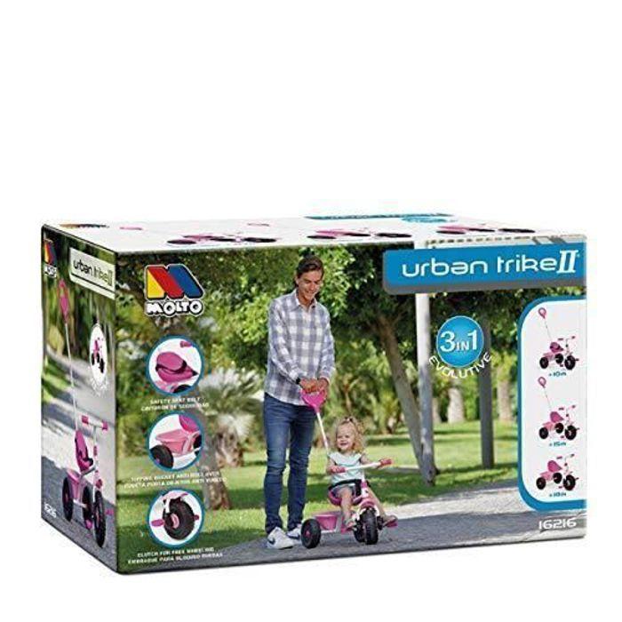 Tricycle 3 En 1 - Molto - Urban Trike - Rose - Pour Enfants De 18 Mois À 4 Ans - Montage Facile