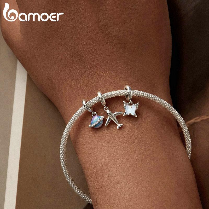 BAMOER Подвески-бабочки для браслетов, серебро 925 пробы, мини-подвески-подвески для браслетов и ожерелий, ювелирные подарки