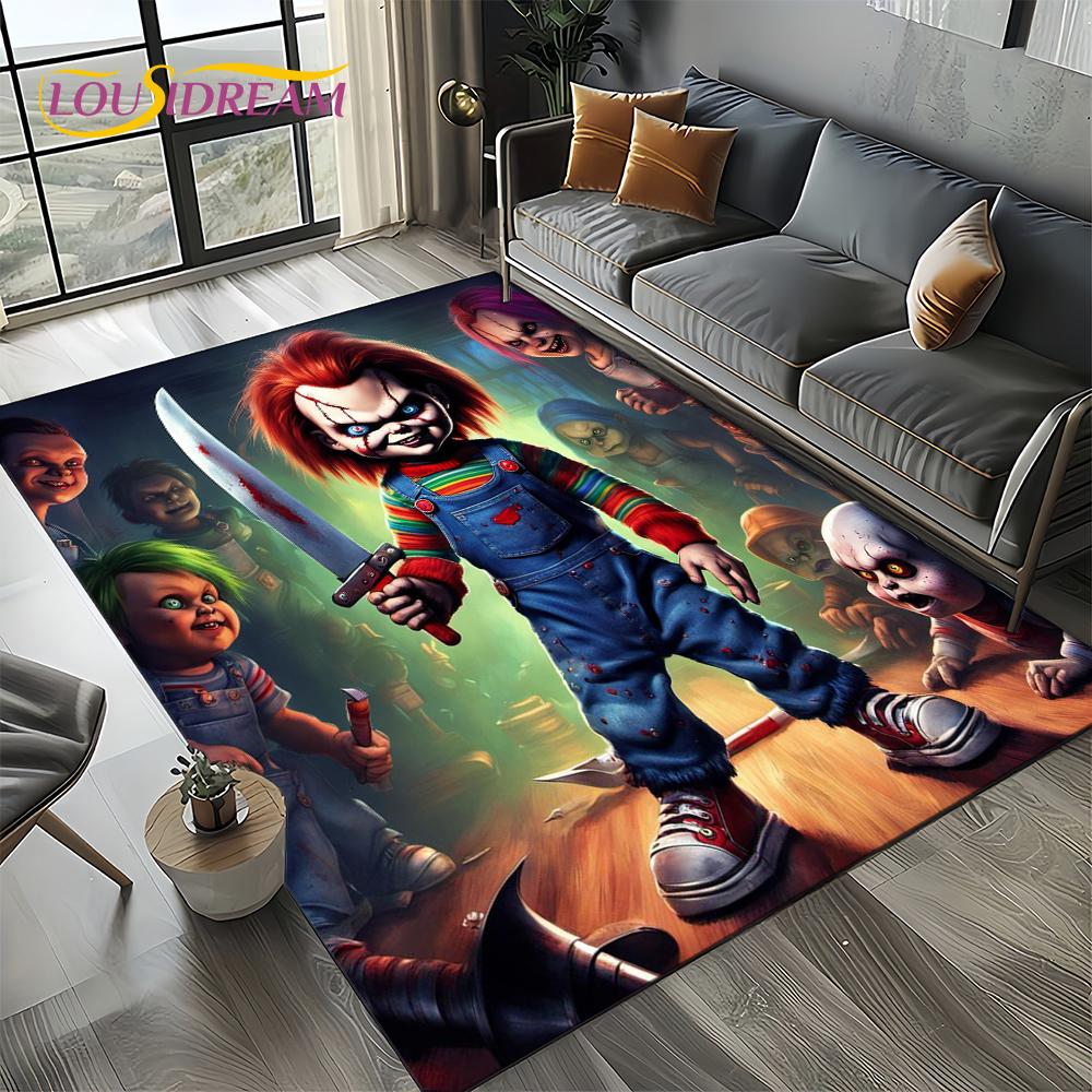 Ковер Коврик Персонаж Фильма Ужасов Чаки Пеннивайз Хэллоуин Пила для Гостиной Спальни Дома Украшение Дивана, Нескользящий Напольный Коврик