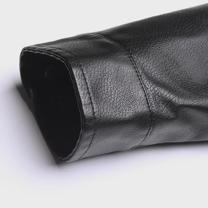 Мужская куртка из искусственной кожи с бархатной подкладкой 2024 года: Осенне-зимний деловой повседневный стиль, квадратный воротник.