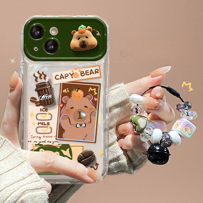 Подвеска в виде куклы Капибала, подходит для Apple 15, чехол для мобильного телефона iPhone14/13pro, откидной зеркальный чехол Xs, силикон