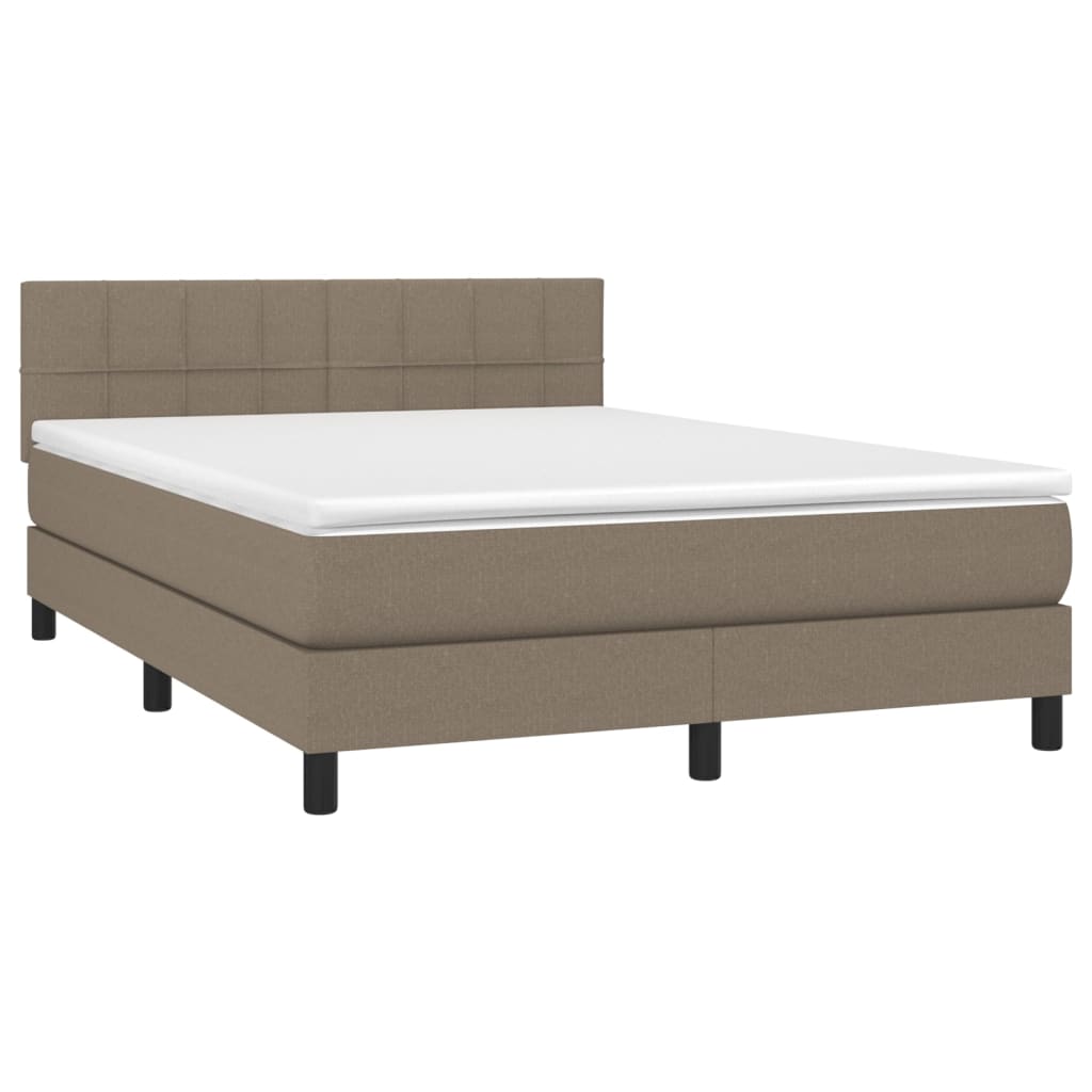 Vidaxl Континентальная кровать с матрасом, цвет тауп, ткань, 140x190 см
