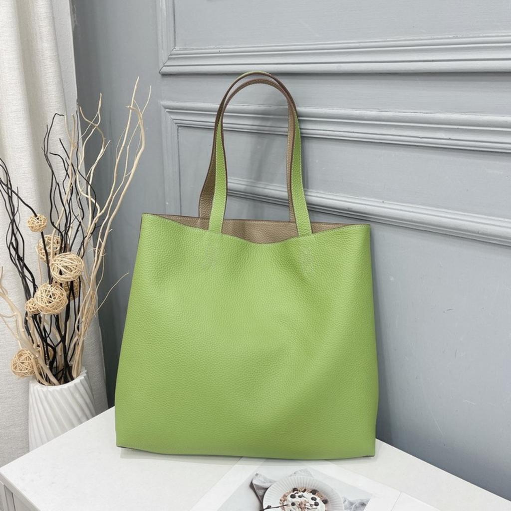 2026 Новая фабрика Гуанчжоу Двусторонняя кожаная сумка-шоппер Сумка-тоут из кожи первого слоя Настоящая кожаная женская сумка Мамина большая сумка