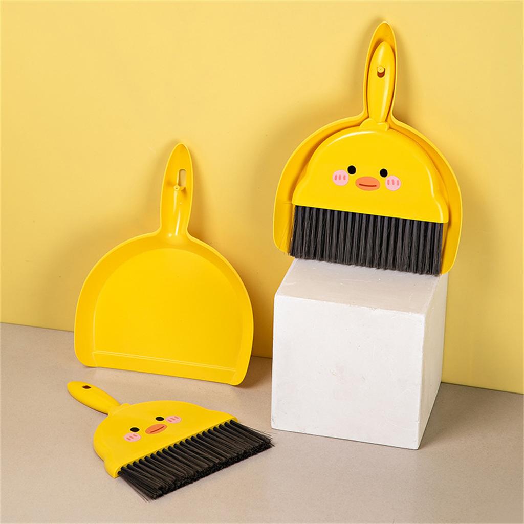 Little Yellow Duck Broom and Dustpan Combination Desktop Cleaning Small Broom Children's Student Desk with Mini Broom Set