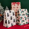 5Pcs Christmas Gift White Kraft Paper Gift Bags Christmas Tree Snowman Elk Festive Atmosphere Cookie Candy Packaging Bags