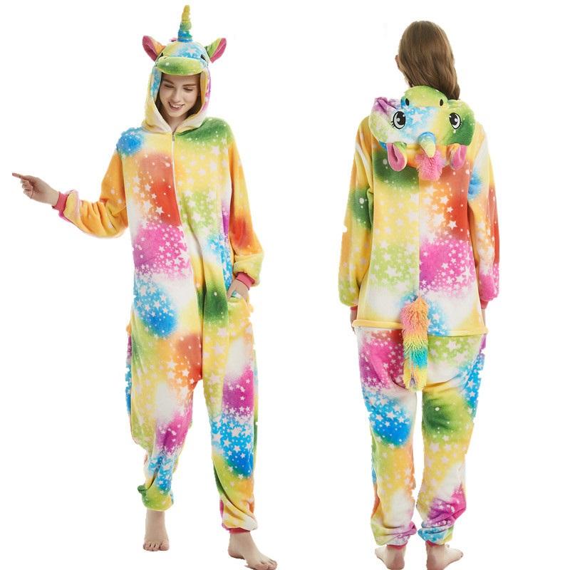 Animal Unicorn Onesies Kigurumi Pajamas Set Adult Unisex Costume Sleepwear Kids Winter Suit With Shoes