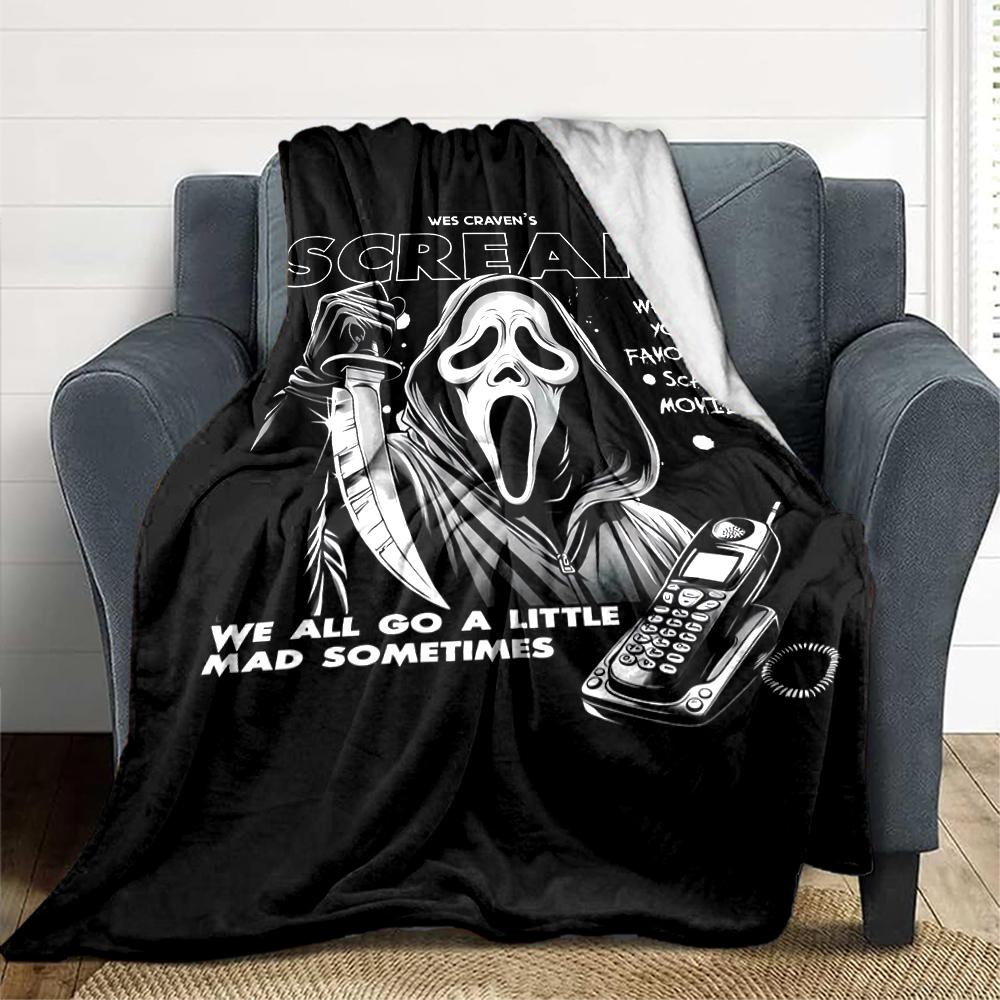 1Pc Scream Horror Movie Poster Blanket Soft And Comfortable Casual Warm Camping Travel Christmas Halloween Xmas Gift M924131