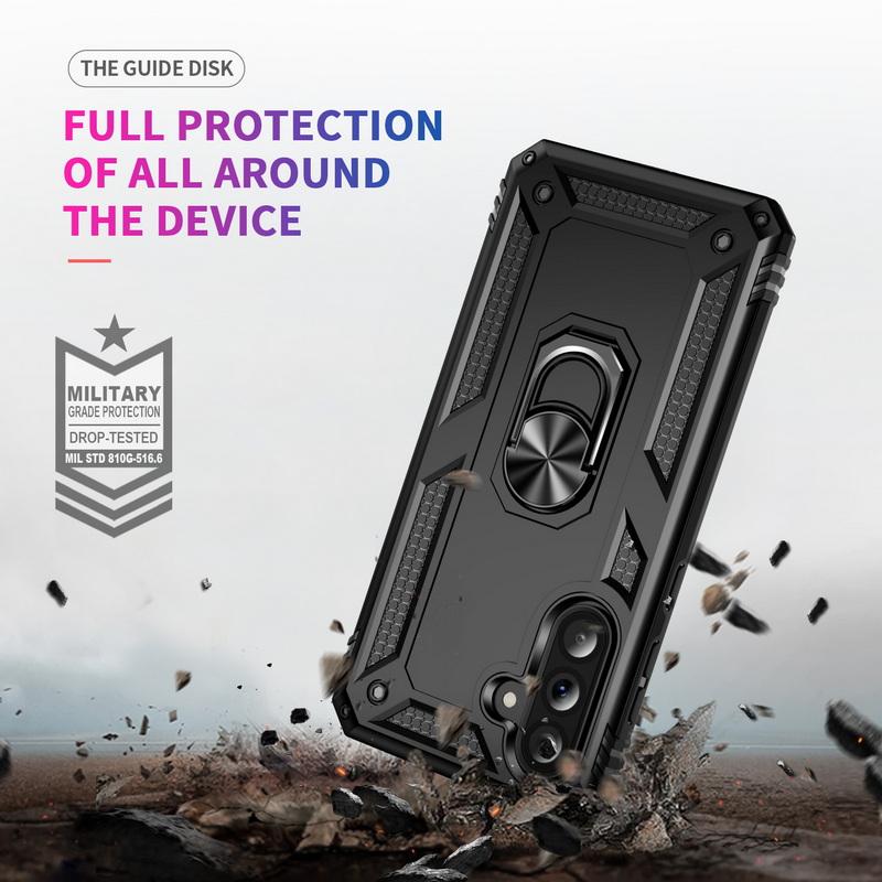 Магнитная подставка Жесткий чехол для телефона из ПК для Samsung Galaxy S25 S24 FE S23 Ultra S22 S21 A16 A55 A35 A15 A54 A34 Роскошный противоударный чехол-бампер с кольцом-держателем