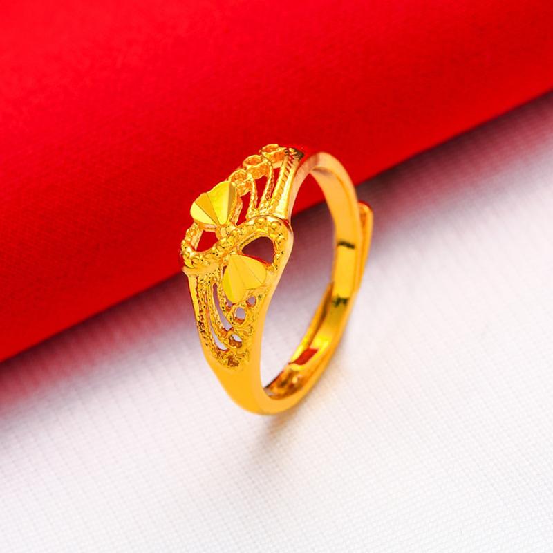 Gold Plated Lucky Ring Opening Adjustable Simple Transfer Ring For Women All-Match Luxury Finger Accessories
