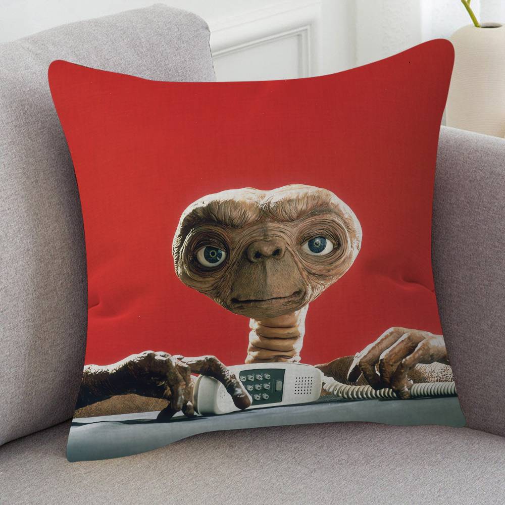 Movie ET The ExtraTerrestrial Cute Cartoon Twodimensional Pillowcase Bedroom Sofa Cushion Cover Nap Pillow Cover