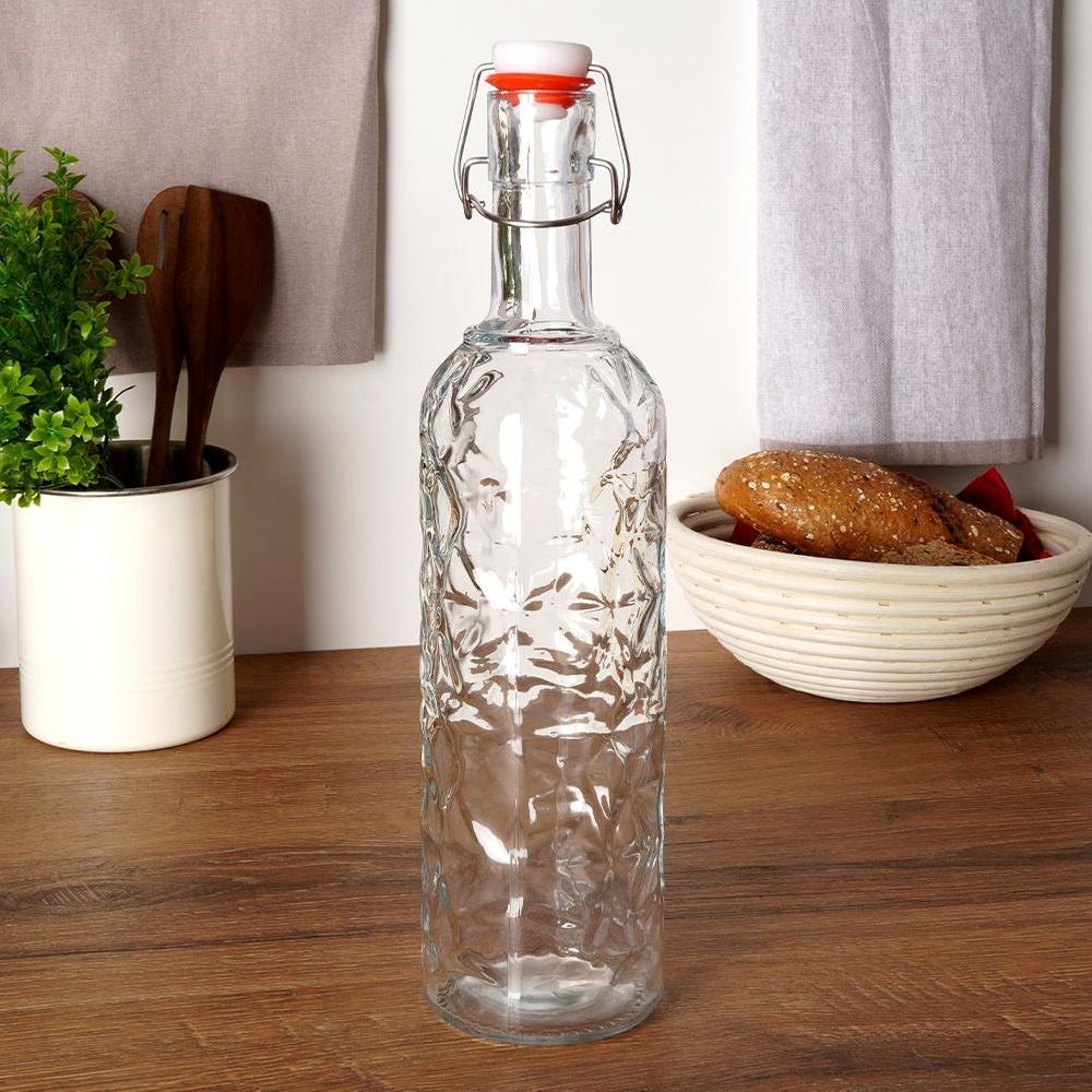 Butelka Szklana z Korkiem Klipsem na Wino Nalewkę Likier Syrop Sok 1,1L